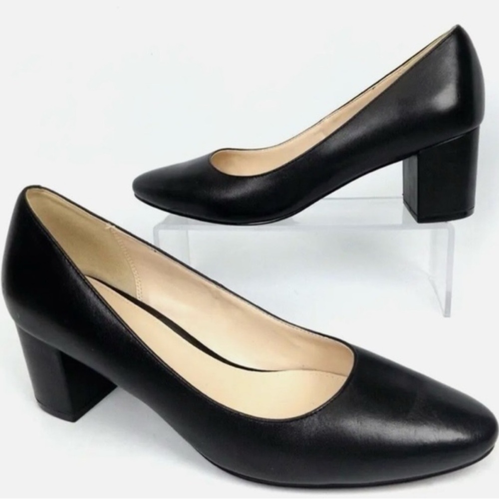 Cole Haan Justine 55MM Block Heel Leather Pump in Black Size 6.5